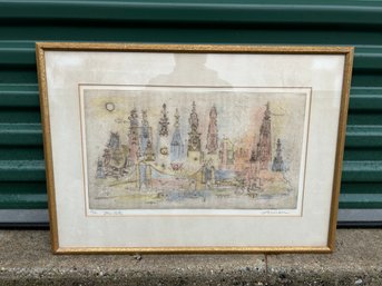 Signed Limited Edition IRVING AMEN Modernist Print The City