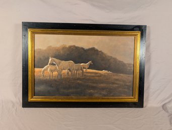Theodore Thoben - Signed Oil On Board - Horses Grazing