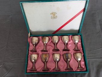 Japanese Silver Sake Set - 10 Piece (7E)