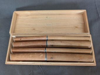 Set Of Japanese Fish Knives In Wood Box (13E)