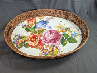 Mackenzie-Childs Large Floral Rattan Serving Tray (22E)