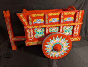 Hand Painted Costa Rican Folk Art Cart W/ Removeable Tray (29E)