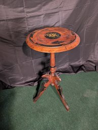 Walnut Stained Stand W/Hand Painted Center (33E)