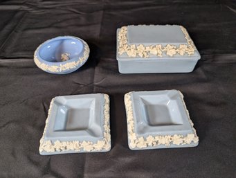 Four Piece Lot Of Blue Jasperware (13E)