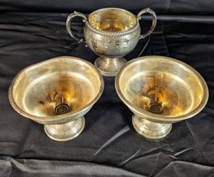 Lot Of Three Pieces Weighted Sterling Compotes (15E)