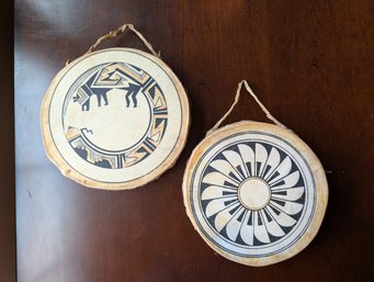 2x NatAm Drums - Signed (lot 11M)