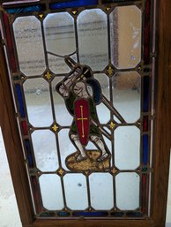 Crusader Stain-Glass Window In Heavy Oak Frame (29E)