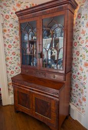 Circa 1820 Mohogany Crotch Veneer Secretary (8E)