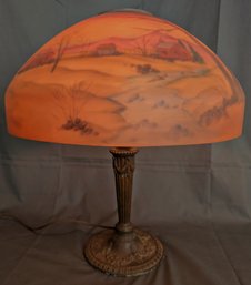 Jefferson Reverse Painted Glass Shade Lamp (3E)