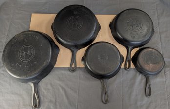 Set Of Five Griswold Cast Iron Fry Pans (28E)