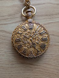 Florenza Vintage Faux Pocket Watch Art Nouveau Design Locket Pendant Necklace (5M)
