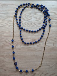 Trifari Blue Beads Tessel Necklace (10M)