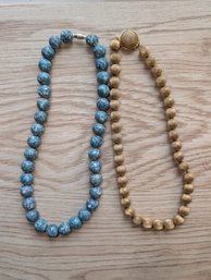 Vintage Quartz And Textured Bead Necklace Lot (17M)