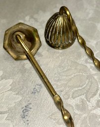 2 Antique Solid Brass Candle Snuffers, 12 Inches Long
