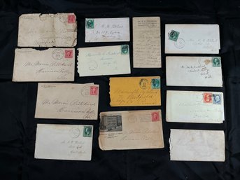 Lot Of A Dozen Letters With Stamps, 1 Letter Without Stamp, Circa Early 1900s