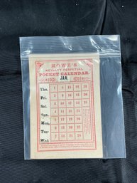 Perpetual Pocket Calander, Promotion For Hoses Syrup And Tonic, Copyright 1871