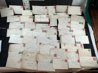 Letters With Envelopes And Stamps 1900-1930, Large Lot