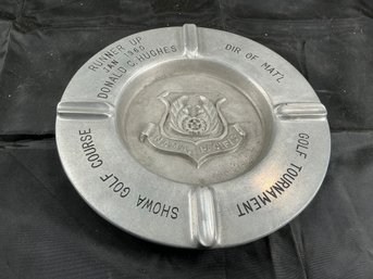 Vintage Metal Ashtray Souvenir Commemorating The 'Showa Golf Course' Tournament Held In January 1960