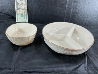 Lenox Fruits Of Life Divided Bowl And Lenox Arcadia Bowl