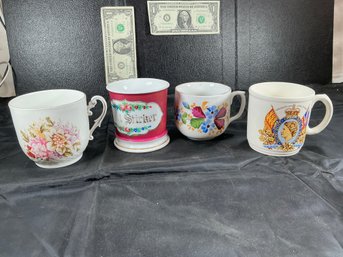 Four Porcelain Shaving Mugs