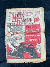 1939 Ameeican 'Bootleg' Newspaper Edition Of Mein Kamph Pub. By A Cranston, Fragile Condition
