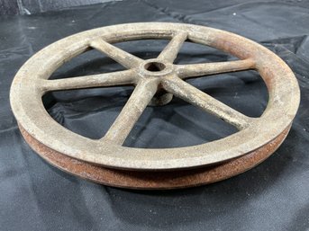 Vintage Industrial Cast Iron Pulley Or Wheel