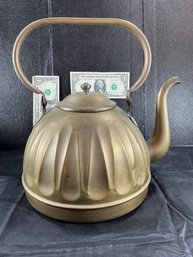 Antique, Ribbed Brass Kettle