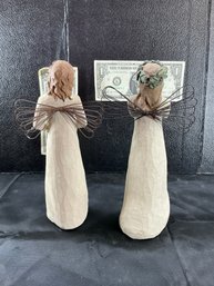 Willow Tree Figurines, 'Gracious' (left) And 'Angel Of Prayer' (right)