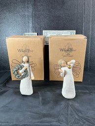 Two Willow Tree Figures With Box - 'Angel Of Winter' And 'Angel Of Wonder'