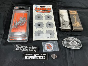 Mixed Harley Davidson Lot, Auto Ornament, Commemorative Spoon And More