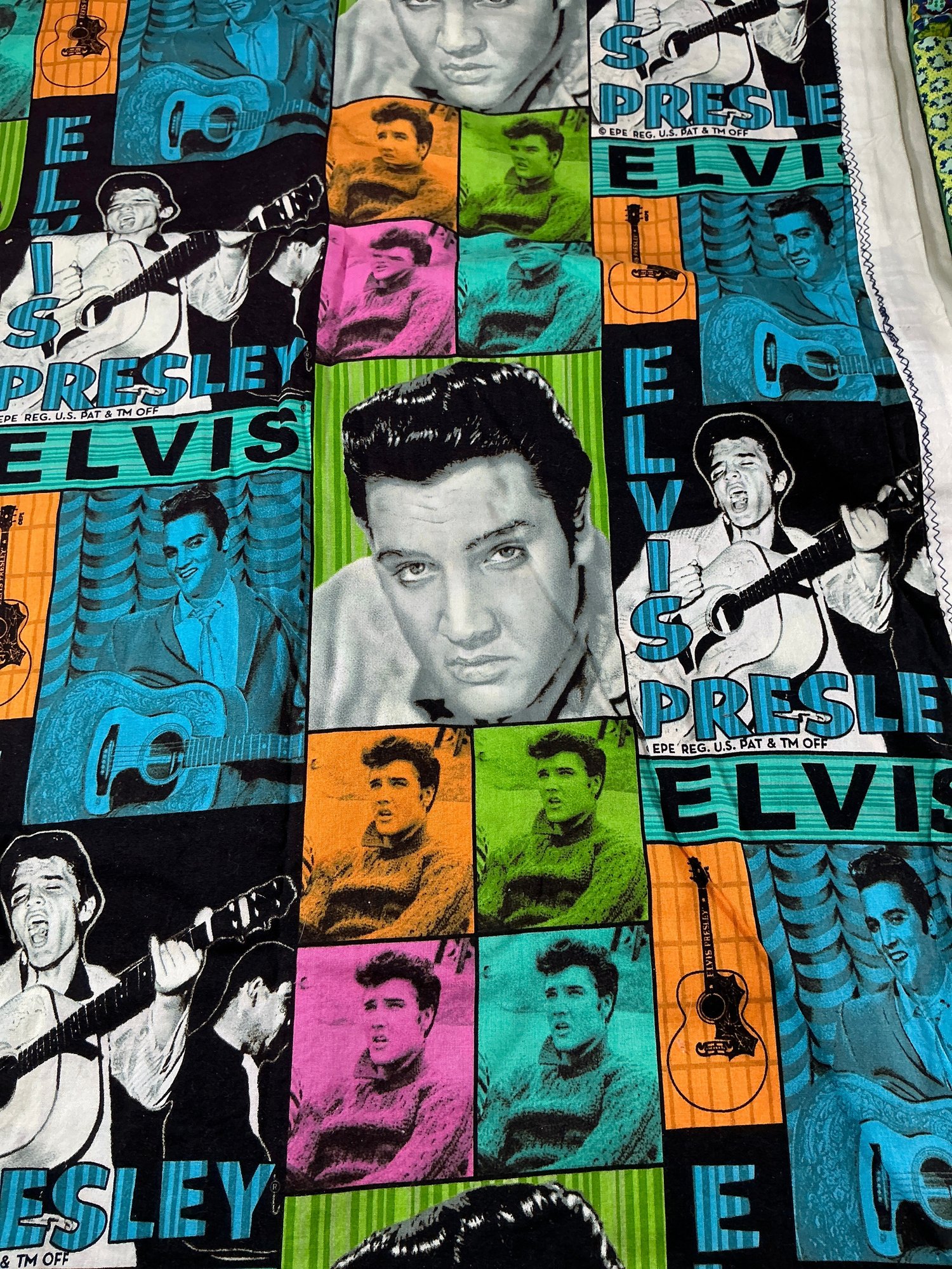Handmade Elvis Presley Quilt, Two Sided Patterns And Handmade Two Sided ...