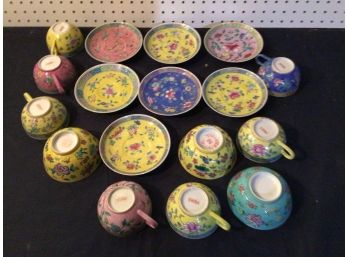 China Porcelain Set, 6 Cups & Saucers  2 Bowls