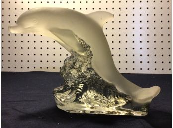 Goebel Dated 1978 Dolphin Crystal Statue, 9.5 Long, 7 High