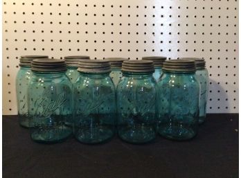 Lot Of 9 Ball Brand Perfect Mason Mason Jars With ZINC Lids