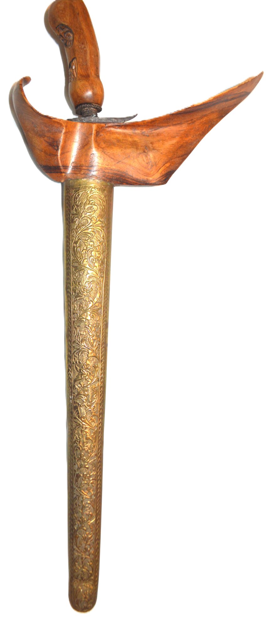 Indonesian Kris/Keris {Dagger} Wood And Brass Mendak Scabbard