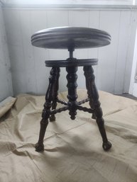 Antique Piano Swivel Stool With Brass Claw Feet