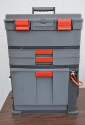 Compartmentalized Rolling Tool Tote With Electrical Extension Cord