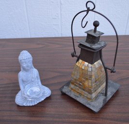 Small Buddha & Mosaic Tea Light Lantern