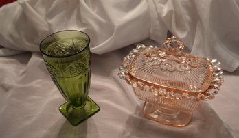 Pink And Green Depression Glass