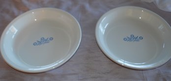 Set Of Two Vintage Cornflower Blue Pie Plates