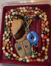 Tribal Art & Wooden Beaded And Blue Lapis Necklaces