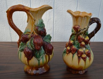 Pair Of Strawberry Embellished Pitchers