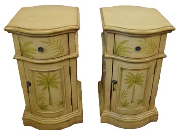 Pair Of Tropical Style Accent Tables Or Nightstands