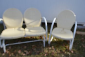 Vintage Metal Patio Glider And Chair Set