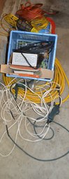 Assorted Extension Cords, Work Light, Motion Dector , And Roof Heat Tape
