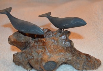 Having A Whale Of A Time - John Perry Sculpture On Driftwood