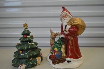 Porcelain Santa & Tree
