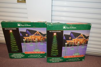 Set Of Spiral Christmas Trees