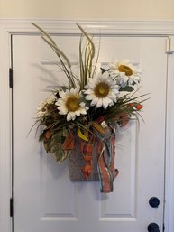 Lovely Long Hanging Basket  With White Sunflowers