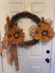 Large Grapvine Wreath With  Sunflowers